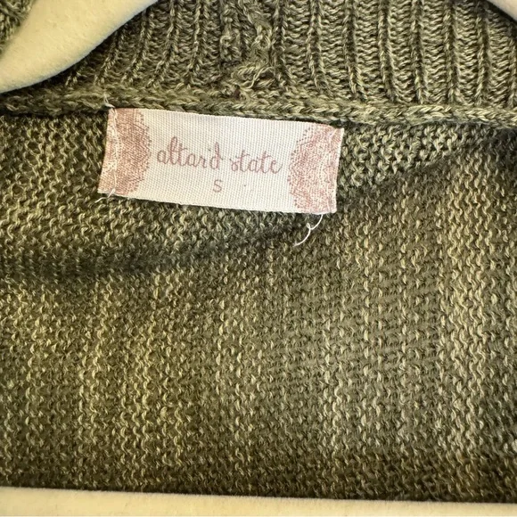 Altar'd State Sage Green Knit Cardigan with Fringe and Pockets - S - Picture 9 of 14